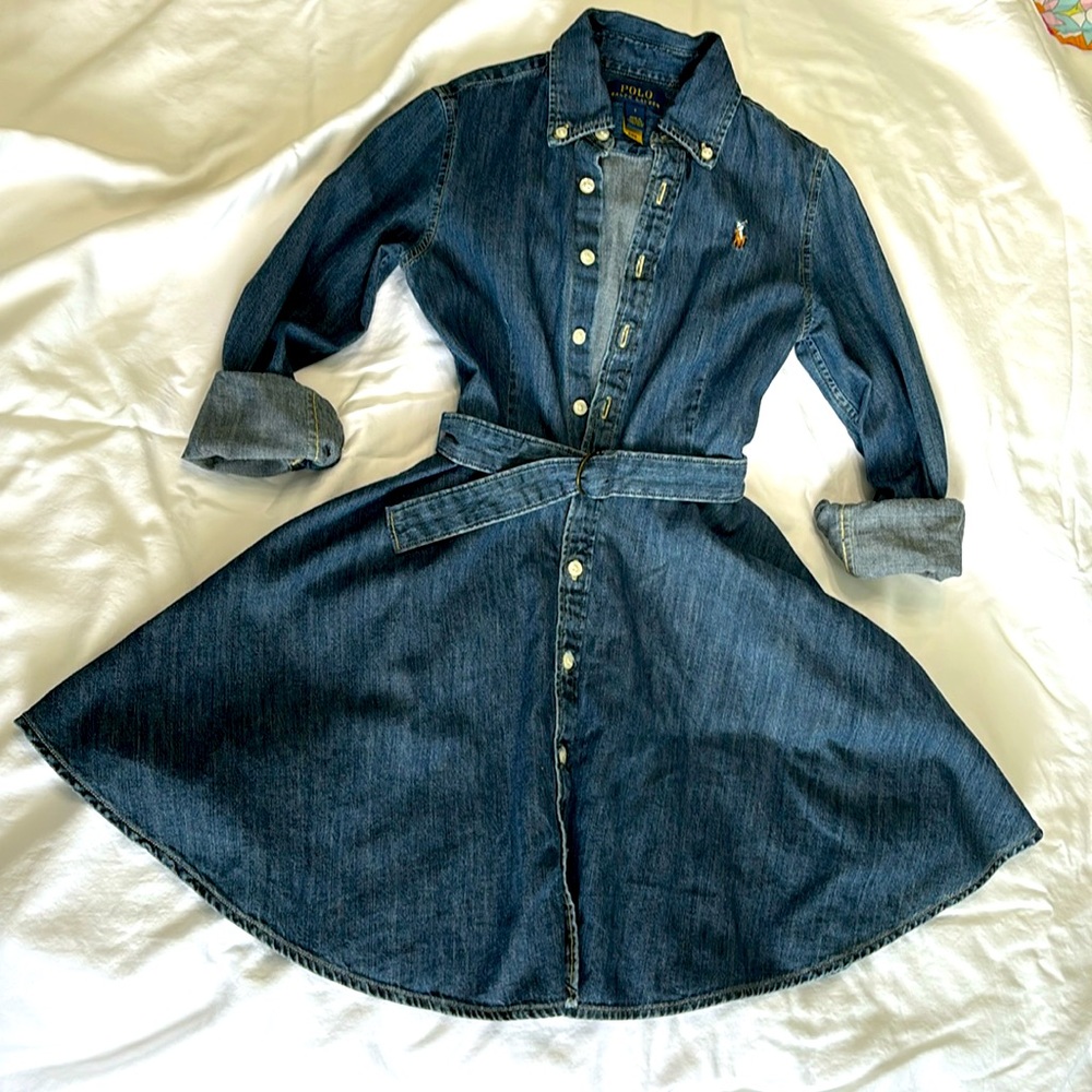 Girls Sz 7 Polo Jean dress with pockets